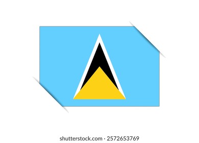 Saint Lucia flag - rectangle colorful flag representing a country cultural identity and heritage. The essence of national pride and unity. Attached by the corners in a paper album