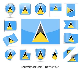 Saint Lucia Flag Set - Vector Illustration