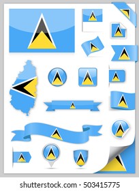 Saint Lucia Flag Set - Vector Collection