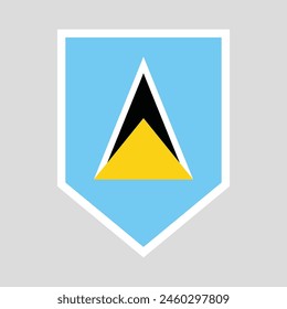 Saint Lucia Flag in Shield Shape Frame
