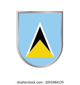 Bandera de Santa Lucía con diseño vectorial de marco plateado