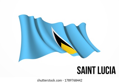 Saint Lucia flag state symbol isolated on background national banner. Greeting card National Independence Day of the republic of Saint Lucia. Illustration banner with realistic state flag.