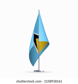 Saint Lucia flag state symbol isolated on background national banner. Greeting card National Independence Day of the republic of Saint Lucia. Illustration banner with realistic state flag.