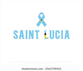 SAINT LUCIA flag Typography with Ribbon flag on a white background, Vector design of SAINT LUCIA flag typography, Ribbon Flag of Saint Lucia, National Day Design, SAINT LUCIA Day design