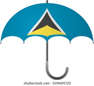 Saint Lucia flag umbrella. Social security concept. National flag of Saint Lucia vector illustration