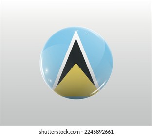 Saint Lucia flag vector 3d isolated icon symbol, nation logo, country flag, Caribbean island flags with  white background