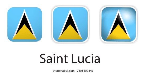 Saint Lucia flag vector icons set in the shape of rounded square