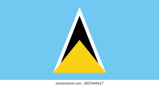Saint Lucia Flag Vector Illustration Featuring Triangular Pitons Symbol on Cerulean Blue Field