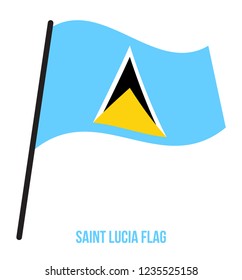 Saint Lucia Flag Waving Vector Illustration on White Background. Saint Lucia National Flag.