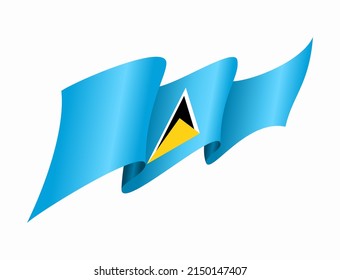 Saint Lucia flag wavy abstract background. Vector illustration.