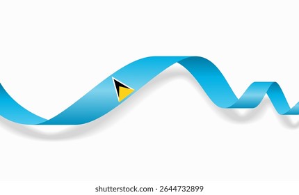 Layout de fundo ondulado abstrato da bandeira de Santa Lúcia. Ilustração vetorial.