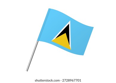 Bandera de Santa Lucía - bandera de palo ondulado del país, identidad cultural y patrimonio. Representa el orgullo y la unidad nacional. Bandera de Vector aislada sobre fondo blanco.