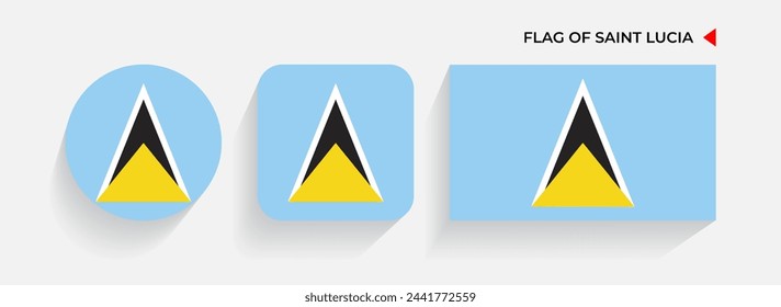 Saint Lucia Flags arranged in round, square and rectangular shapes