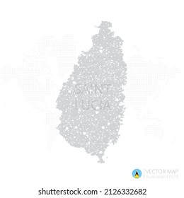 Saint Lucia grey map isolated on white background with abstract mesh line and point scales. Vector illustration eps 10