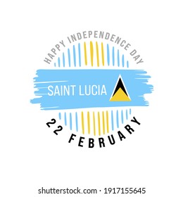 Saint Lucia Happy Independence Day Greeting Card, Banner, Vector Illustration. St Lucia Holiday 22th Of February Design Element With Waving Flag As A Symbol Of Independence