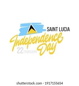 Saint Lucia Happy Independence day greeting card, banner, vector illustration. St Lucia holiday 22th of February design element with waving flag as a symbol of independence