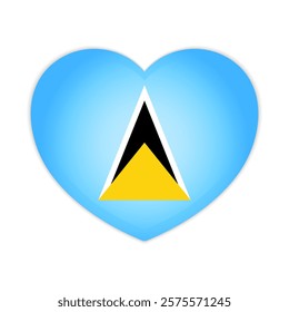 Saint Lucia heart badge icon. Saint Lucia national flag button. Vector illustration