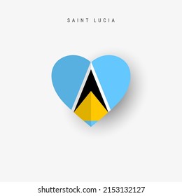 Saint Lucia heart shaped flag. Origami paper cut Saint Lucian national banner. 3D vector illustration isolated on white with soft shadow.