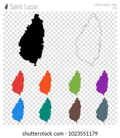 Saint Lucia high detailed map. Isolated black island outline. Vector illustration.