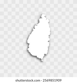 Saint Lucia high detailed vector representation of country silhouette. White color on transparent background with dropped shadow. For educational, decorative, or informational use.