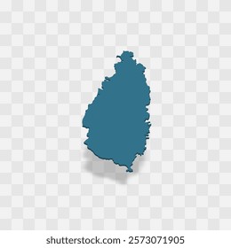 Saint Lucia high detailed vector representation of country silhouette. 3D map on transparent background with dropped shadow. For educational, decorative, or informational use.