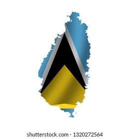 Saint Lucia - Illustration with waving flag inside map. vector