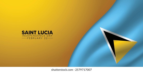 saint lucia independence day 22 February waving flag vector poster