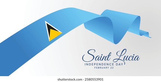 Saint Lucia independence day 22 February flag ribbon vector poster