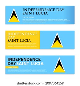 Saint Lucia Independence Day. Set of panoramic banners with place for text, copy space 