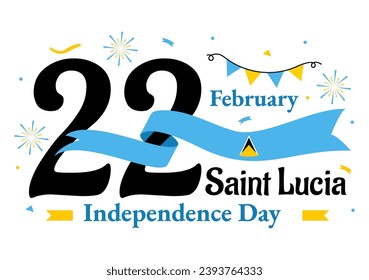 St. Lucia Independence Day Vektor Illustration am 22. Februar mit Waving Flag in National Holiday Celebration Flat Cartoon Hintergrund Design-Design
