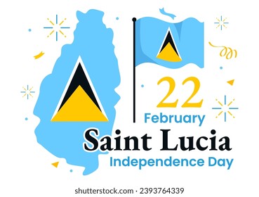 St. Lucia Independence Day Vektor Illustration am 22. Februar mit Waving Flag in National Holiday Celebration Flat Cartoon Hintergrund Design-Design
