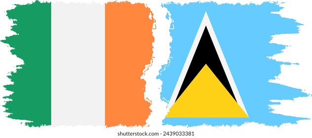 Saint Lucia and Ireland grunge flags connection, vector