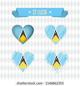 Saint Lucia with love. Design vector broken heart with flag inside.