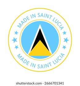 Saint Lucia Made in Stamp in circle with flag Vector template on white background