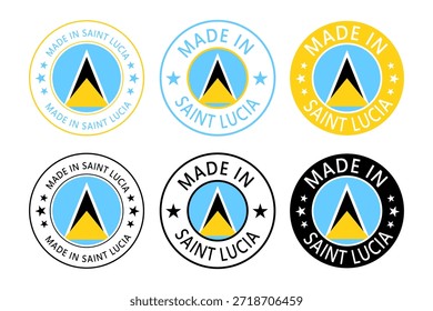 Saint Lucia Made in Stamp in circle with flag Vector template on white background