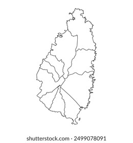 Mapa de Santa Lucía con divisiones administrativas. Ilustración vectorial.