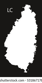Saint Lucia Map black illustration
