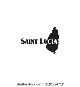 Saint Lucia map and black lettering design on white background