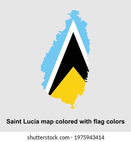 Saint Lucia map colored with flag colors isolated vector illustration