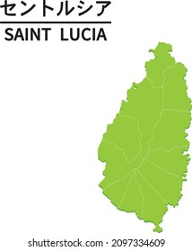 SAINT LUCIA map with district border. World map country vector illustration. Text means "SAINT LUCIA"