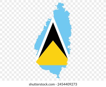 Bandera del mapa de Santa Lucía sobre fondo transparente. Ilustración vectorial. 