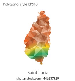 Saint Lucia map in geometric polygonal style.Abstract gems triangle,modern design background.Vector Illustration EPS10.