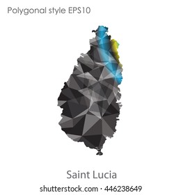 Saint Lucia map in geometric polygonal style.Abstract gems triangle,modern design background.Vector Illustration EPS10.