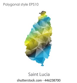 Saint Lucia map in geometric polygonal style.Abstract gems triangle,modern design background.Vector Illustration EPS10.