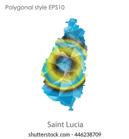 Saint Lucia map in geometric polygonal style.Abstract gems triangle,modern design background.Vector Illustration EPS10.