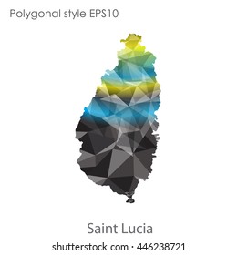 Saint Lucia map in geometric polygonal style.Abstract gems triangle,modern design background.Vector Illustration EPS10.