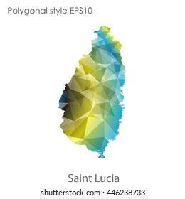 Saint Lucia map in geometric polygonal style.Abstract gems triangle,modern design background.Vector Illustration EPS10.