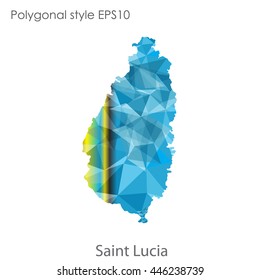 Saint Lucia map in geometric polygonal style.Abstract gems triangle,modern design background.Vector Illustration EPS10.