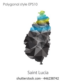 Saint Lucia map in geometric polygonal style.Abstract gems triangle,modern design background.Vector Illustration EPS10.