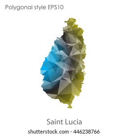 Saint Lucia map in geometric polygonal style.Abstract gems triangle,modern design background.Vector Illustration EPS10.